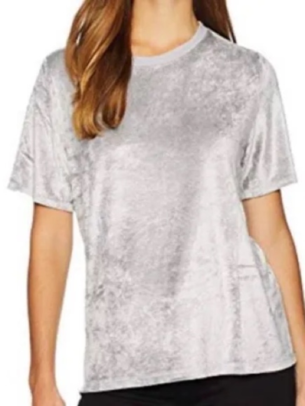 Michael Stars Grey Velvet / Velour Short Sleeve Tee